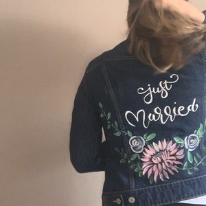 Hand-painted “just married” wedding jacket